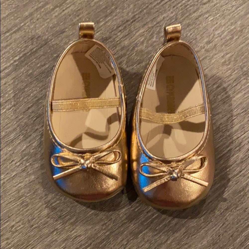 Gold Ballerina Crib Shoes